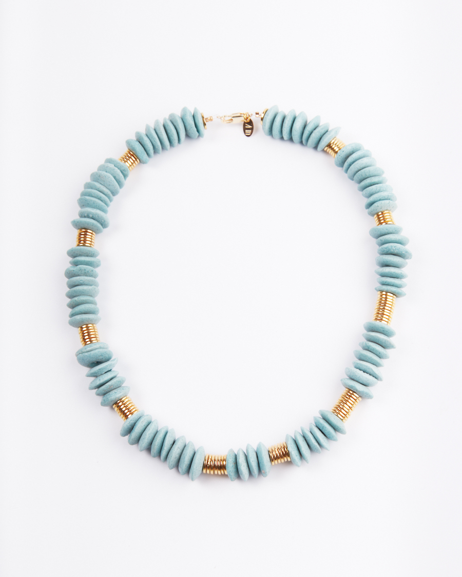 bianca collier hematite glassbeads recycled beads maison monik